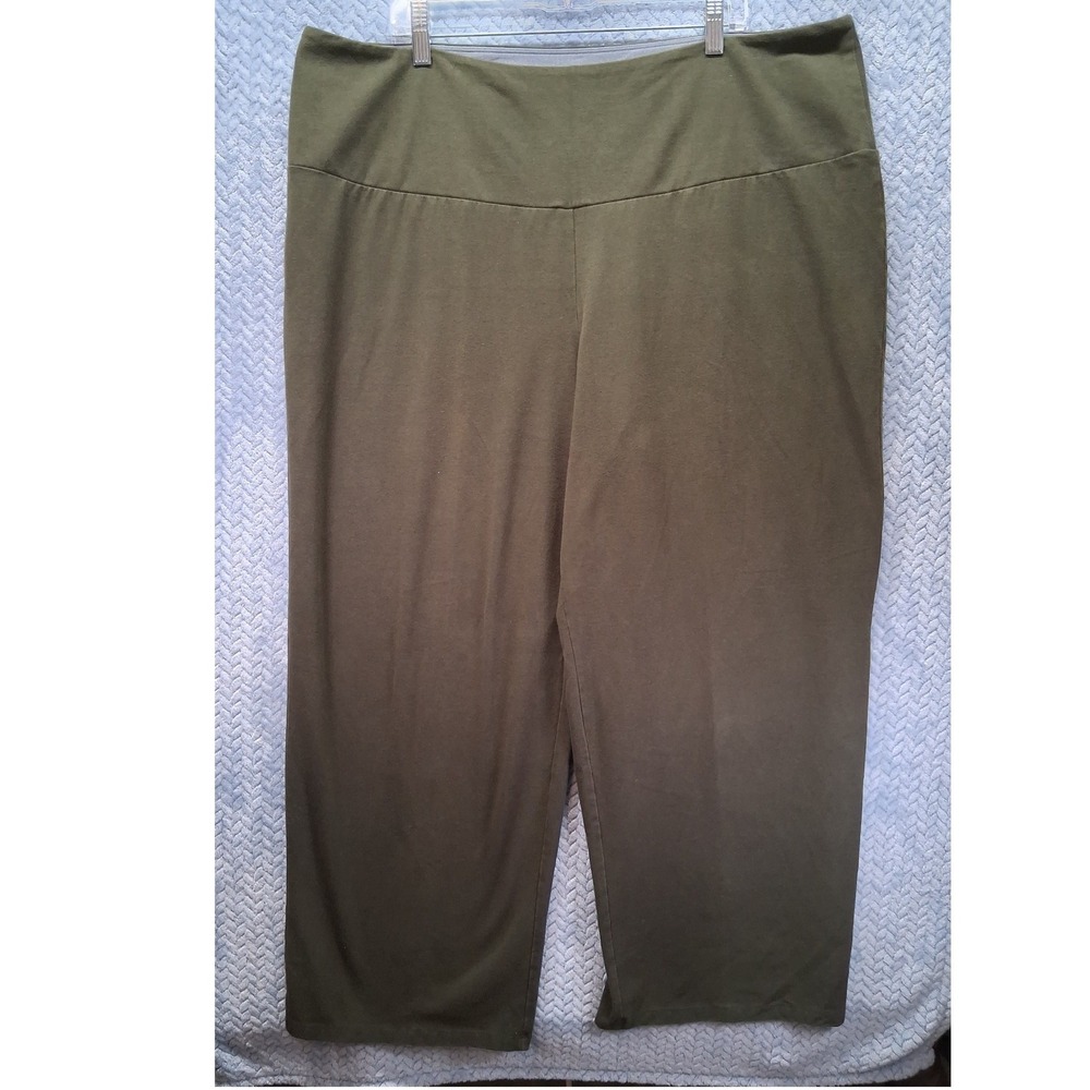 Women with Control Olive Green Cropped Pull On Pants 3X Renee Greenstein Stretch